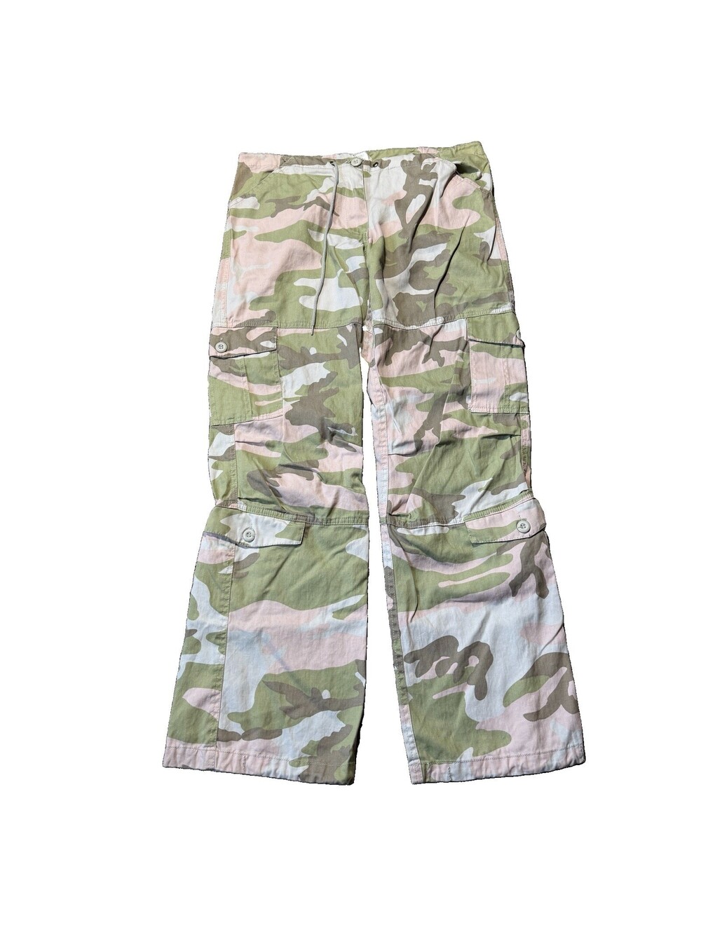 Vtg Y2K Camo Cargo Pants Pink Green  Streetwear Gorpcore Baggy Size Small